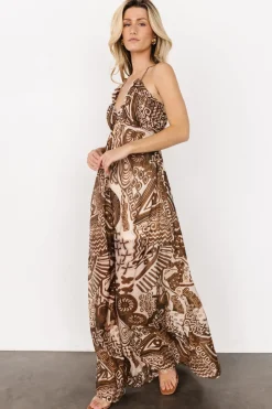 Hot Baltic Born Wallace Open Back Dress | Mocha Print MochaPrint