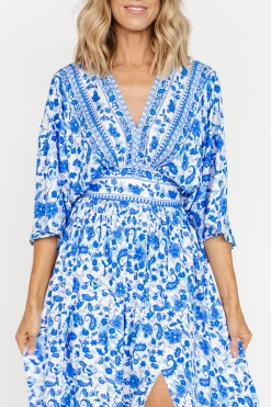 Fashion Baltic Born Watson Kimono Maxi Dress | Blue + White Blue+White