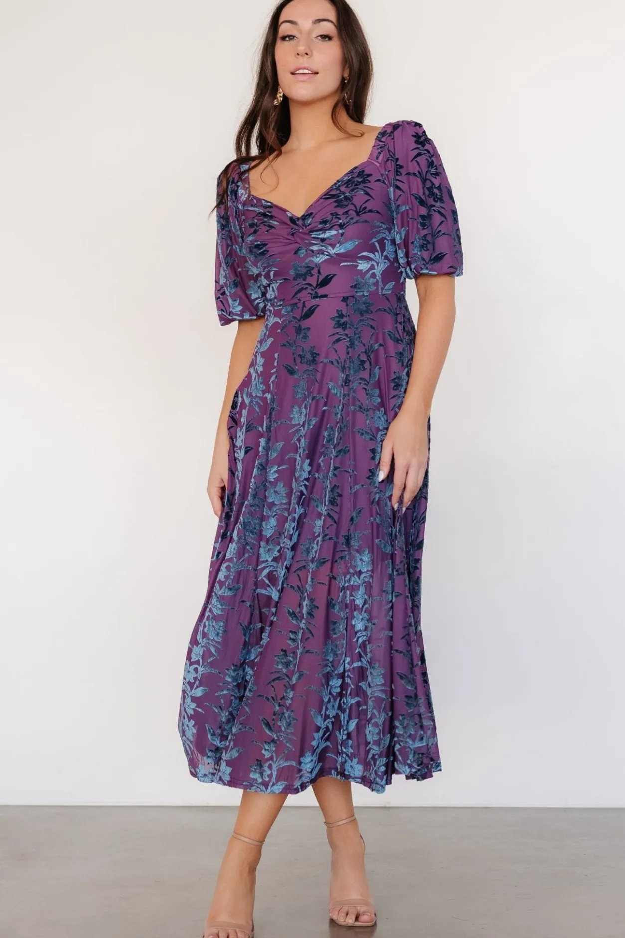 Sale Baltic Born Westbrook Velvet Dress | Plum + Blue Floral Plum+BlueFloral