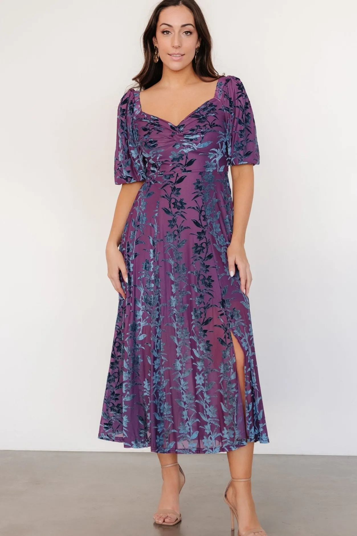 Sale Baltic Born Westbrook Velvet Dress | Plum + Blue Floral Plum+BlueFloral