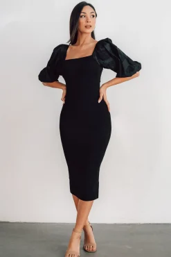 Fashion Baltic Born Weyland Bodycon Midi Dress | Black