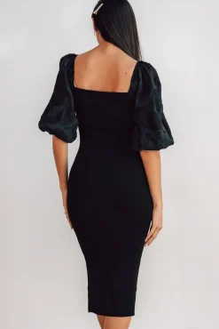 Fashion Baltic Born Weyland Bodycon Midi Dress | Black