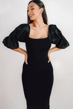 Fashion Baltic Born Weyland Bodycon Midi Dress | Black