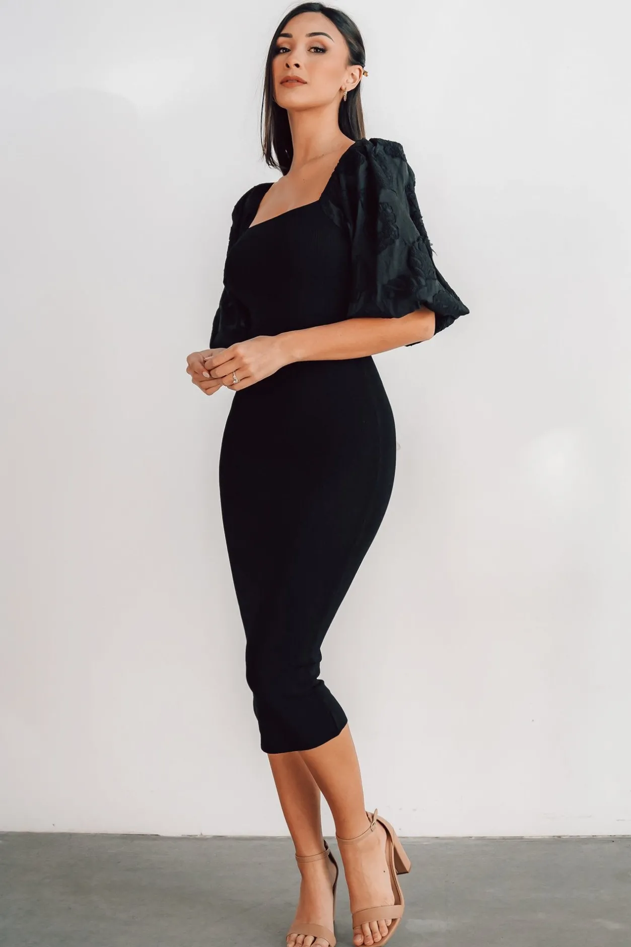 Fashion Baltic Born Weyland Bodycon Midi Dress | Black