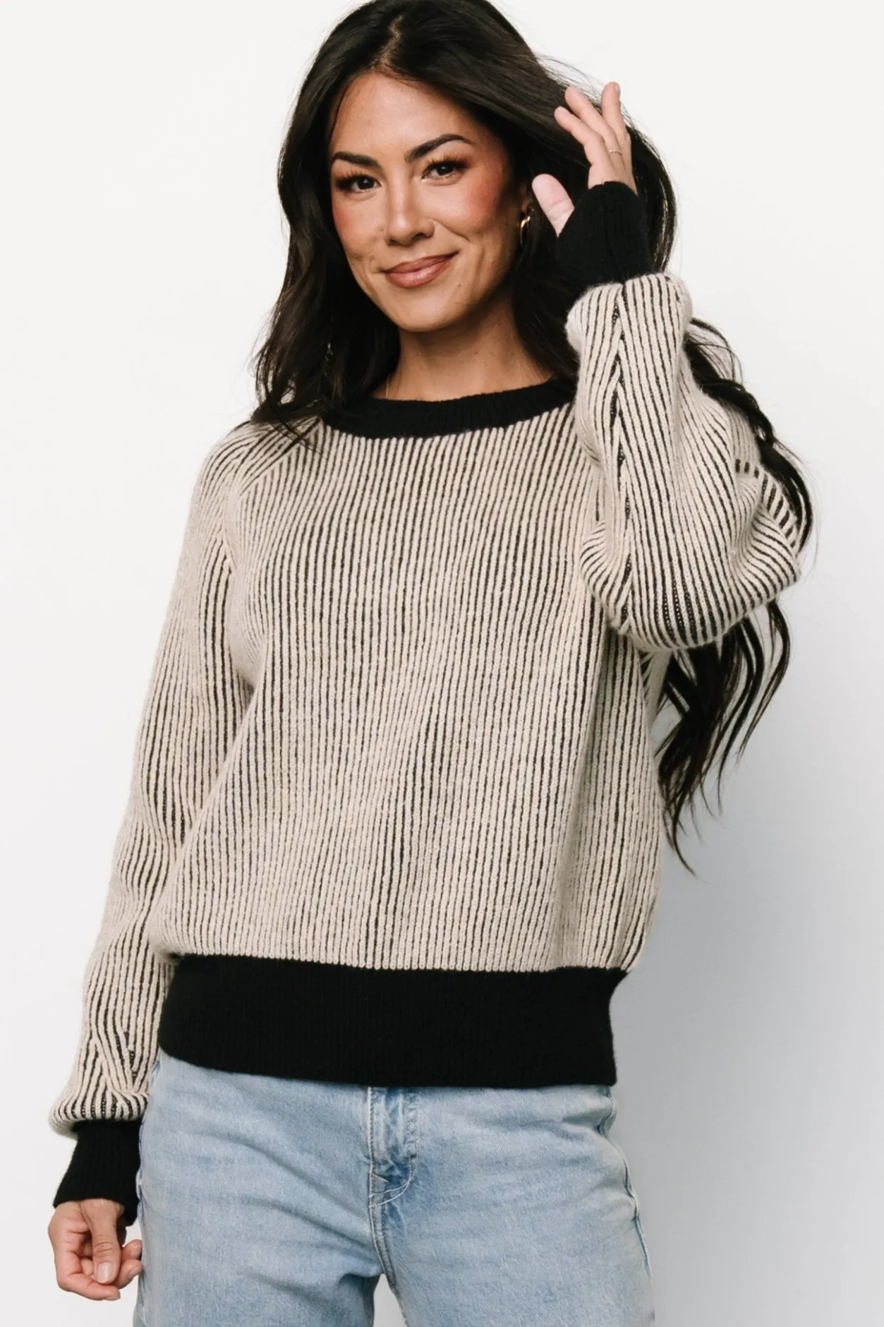 Online Baltic Born Winifred Ribbed Sweater | Black + Ivory Black+Ivory