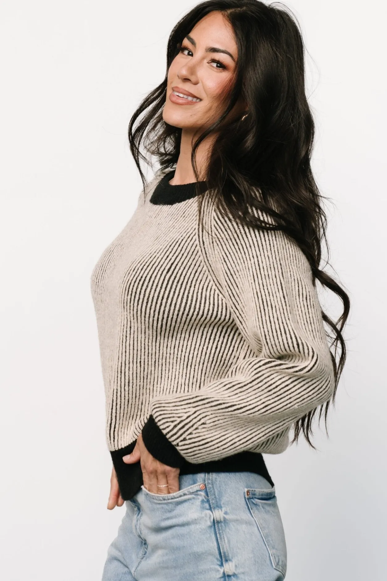 Online Baltic Born Winifred Ribbed Sweater | Black + Ivory Black+Ivory