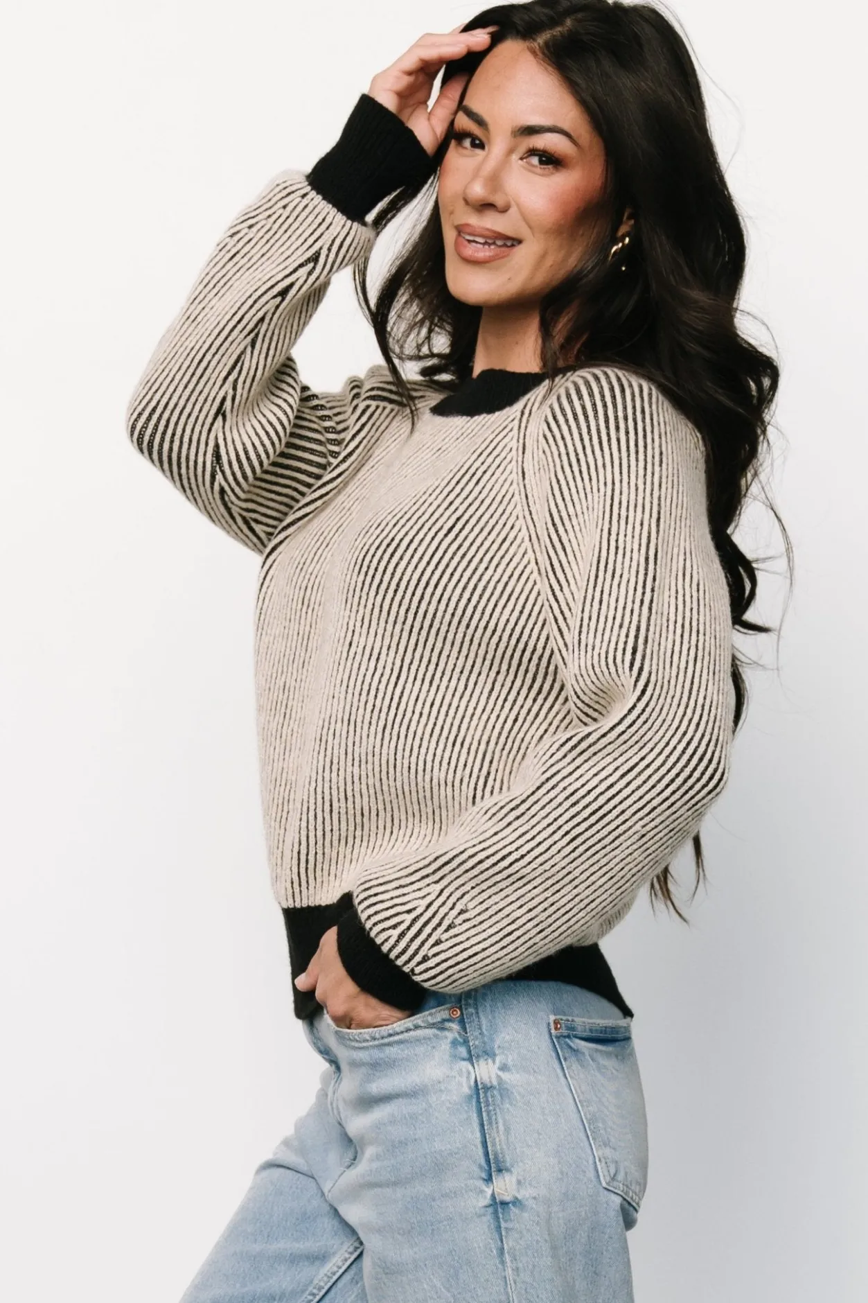 Online Baltic Born Winifred Ribbed Sweater | Black + Ivory Black+Ivory