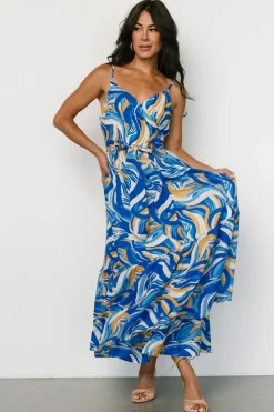 Outlet Baltic Born Yara Wrap Dress | Blue + Gold Multi Blue+GoldMulti
