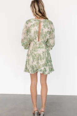 New Baltic Born Yves Short Dress | Green print Greenprint