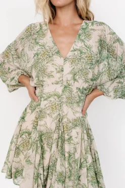 New Baltic Born Yves Short Dress | Green print Greenprint
