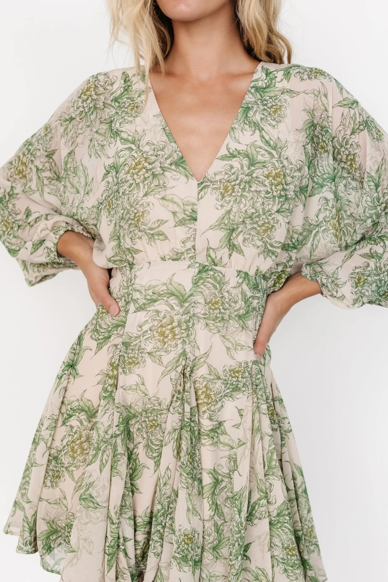New Baltic Born Yves Short Dress | Green print Greenprint