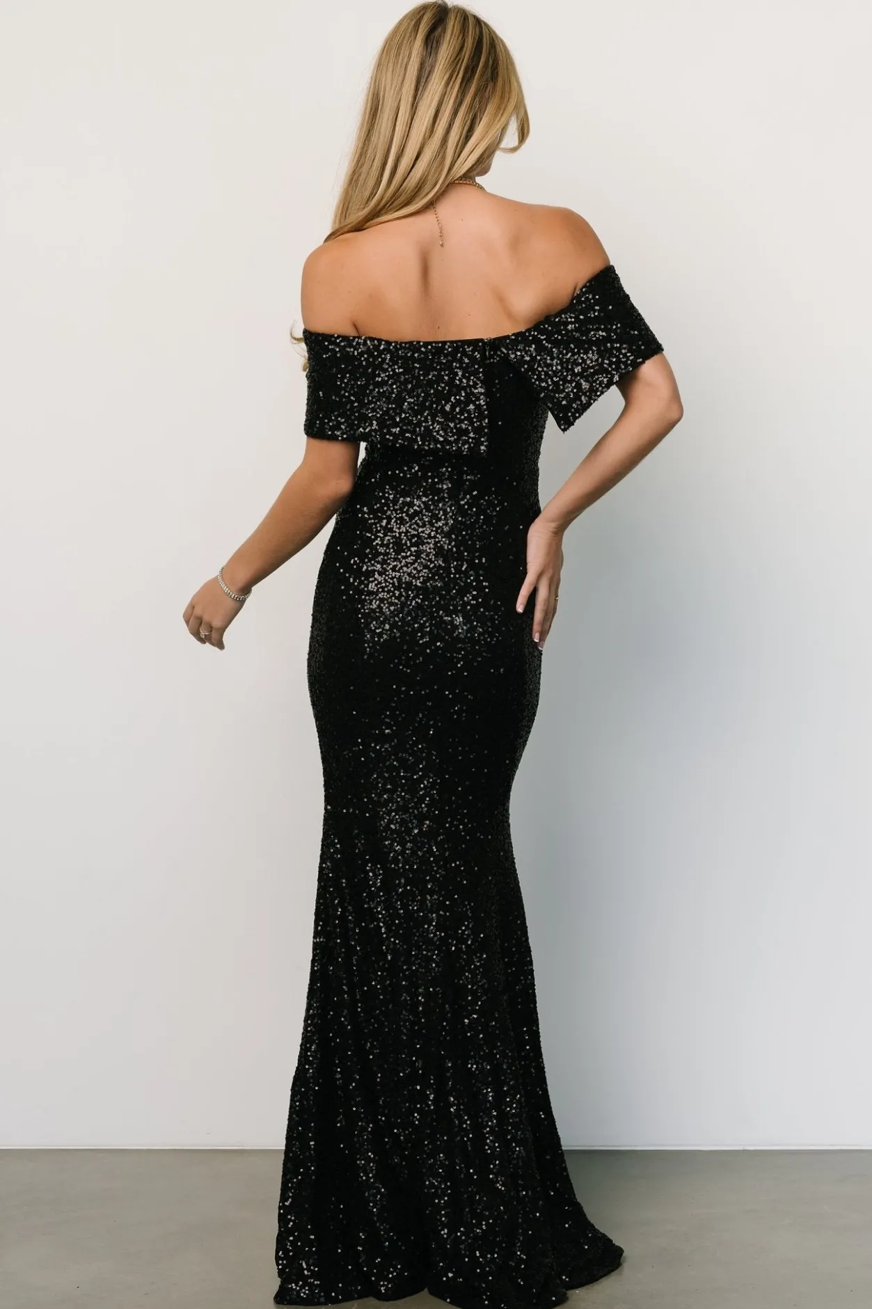 Discount Baltic Born Yvonne Off Shoulder Sequin Gown | Black