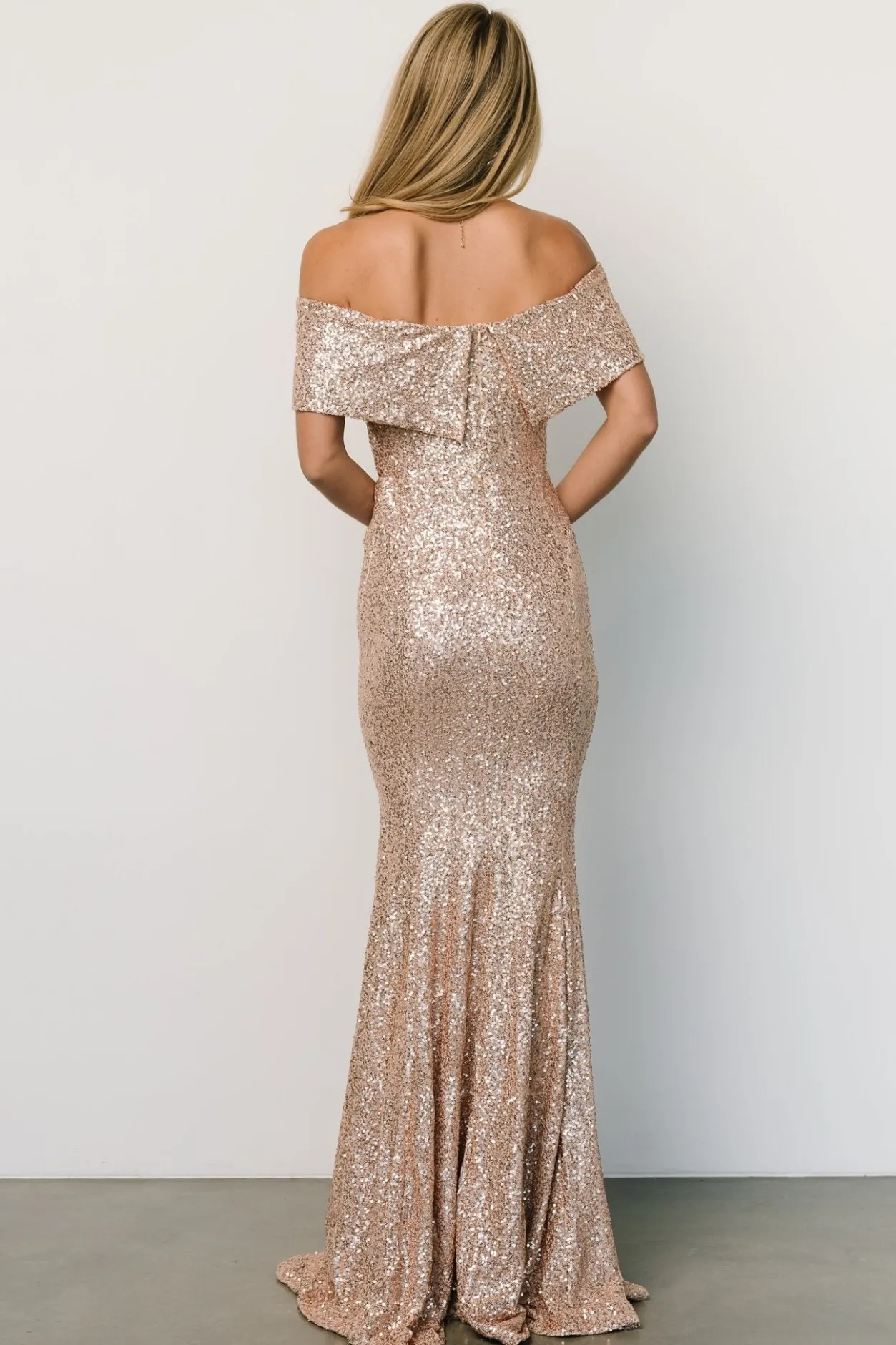 Best Baltic Born Yvonne Off Shoulder Sequin Gown | Champagne