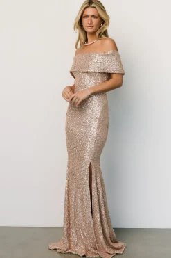 Best Baltic Born Yvonne Off Shoulder Sequin Gown | Champagne