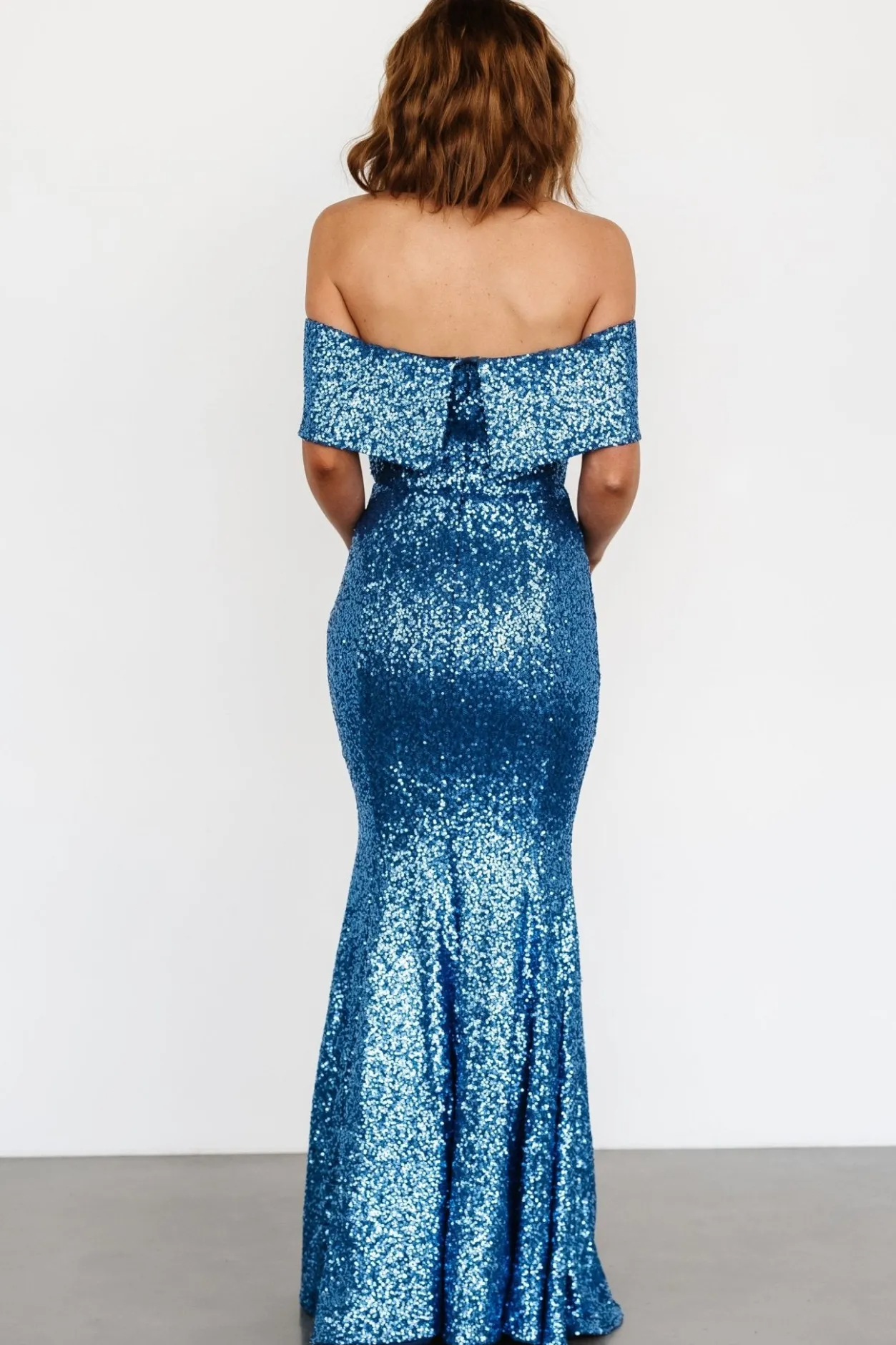 Sale Baltic Born Yvonne Off Shoulder Sequin Gown | Blue