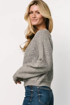 Discount Baltic Born Zadie Striped Sweater | Ivory + Black Ivory+Black