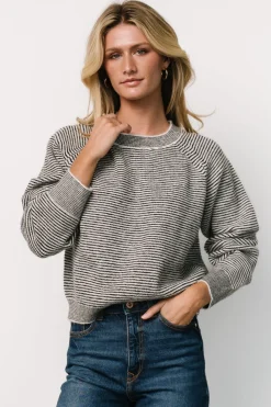 Discount Baltic Born Zadie Striped Sweater | Ivory + Black Ivory+Black