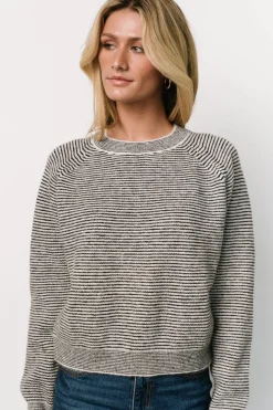 Discount Baltic Born Zadie Striped Sweater | Ivory + Black Ivory+Black