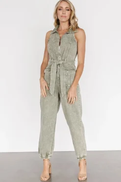 Clearance Baltic Born Zahara Sleeveless Jumpsuit | Washed Olive WashedOlive