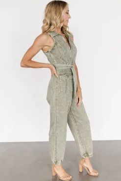 Clearance Baltic Born Zahara Sleeveless Jumpsuit | Washed Olive WashedOlive