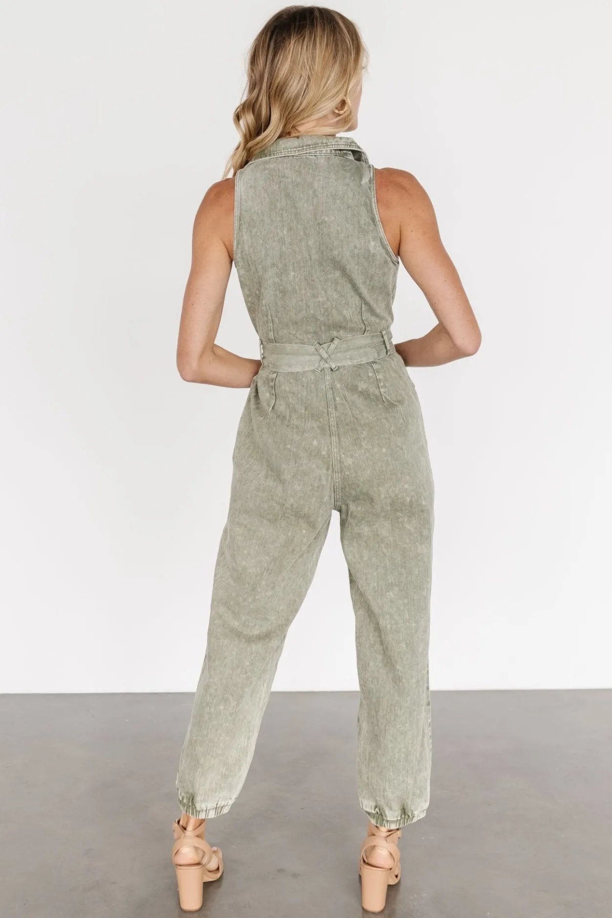 Clearance Baltic Born Zahara Sleeveless Jumpsuit | Washed Olive WashedOlive