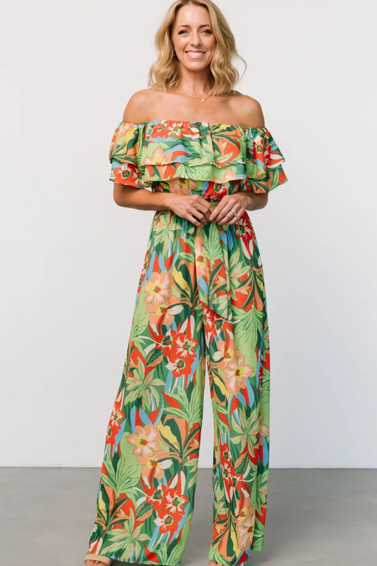 Best Baltic Born Zanzibar Off Shoulder Jumpsuit | Green Multi GreenMulti