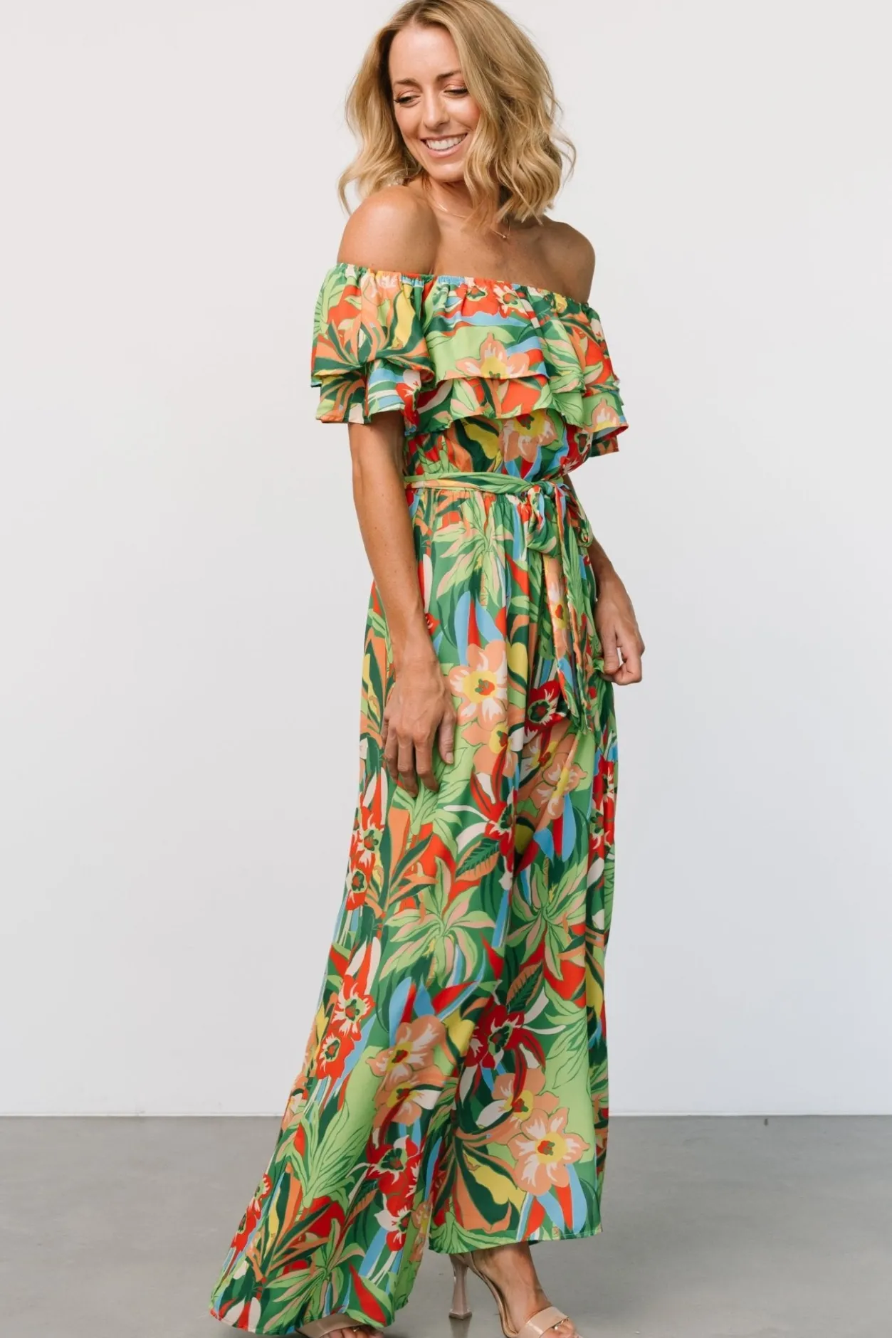 Best Baltic Born Zanzibar Off Shoulder Jumpsuit | Green Multi GreenMulti