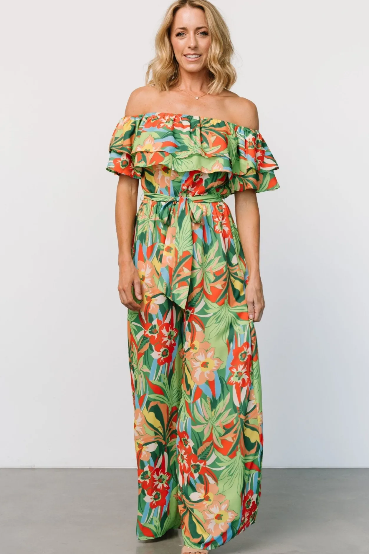 Best Baltic Born Zanzibar Off Shoulder Jumpsuit | Green Multi GreenMulti