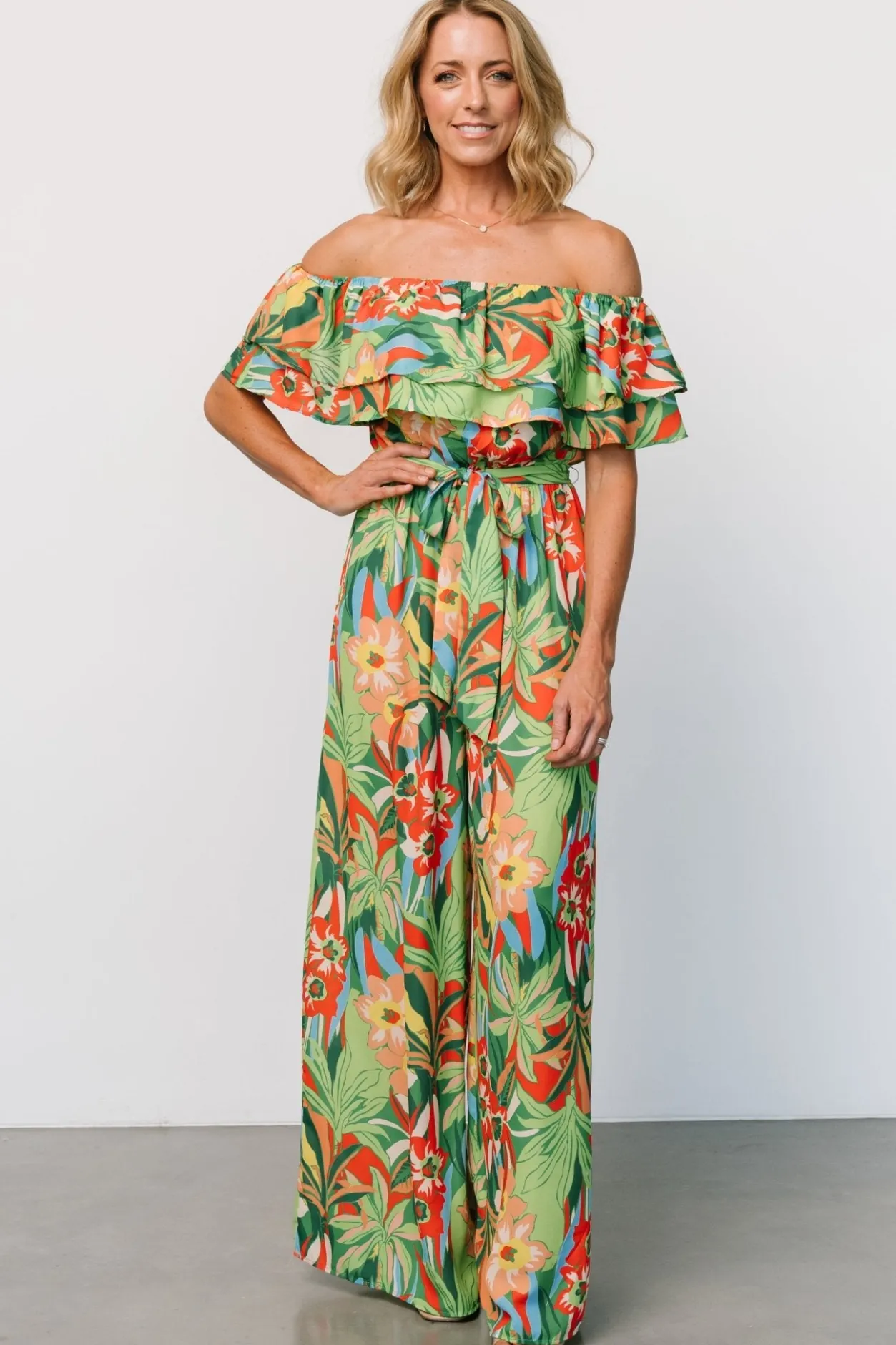 Best Baltic Born Zanzibar Off Shoulder Jumpsuit | Green Multi GreenMulti