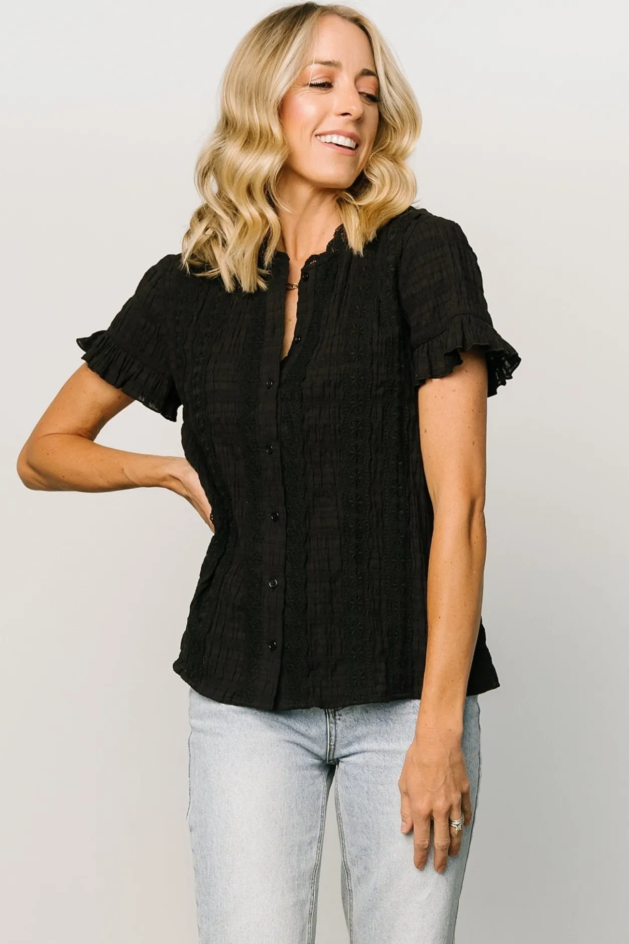 Fashion Baltic Born Zara Lace Top | Black