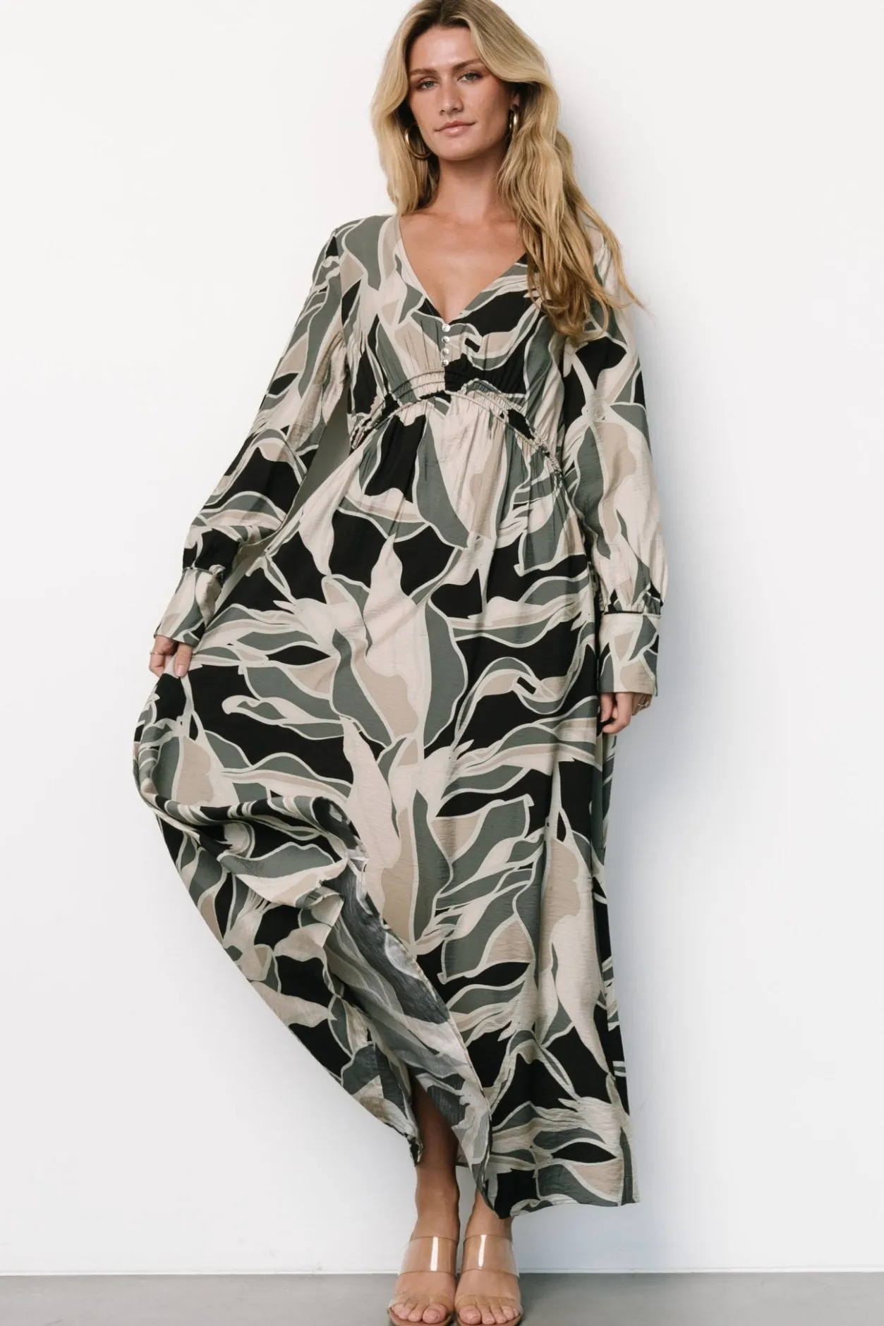 Fashion Baltic Born Zinnia Maxi Dress | Black + Eucalyptus Print Black+EucalyptusPrint