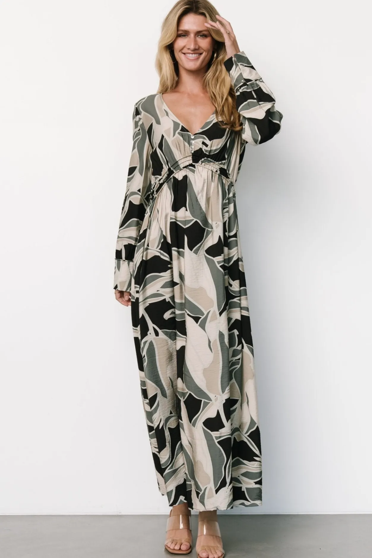 Fashion Baltic Born Zinnia Maxi Dress | Black + Eucalyptus Print Black+EucalyptusPrint