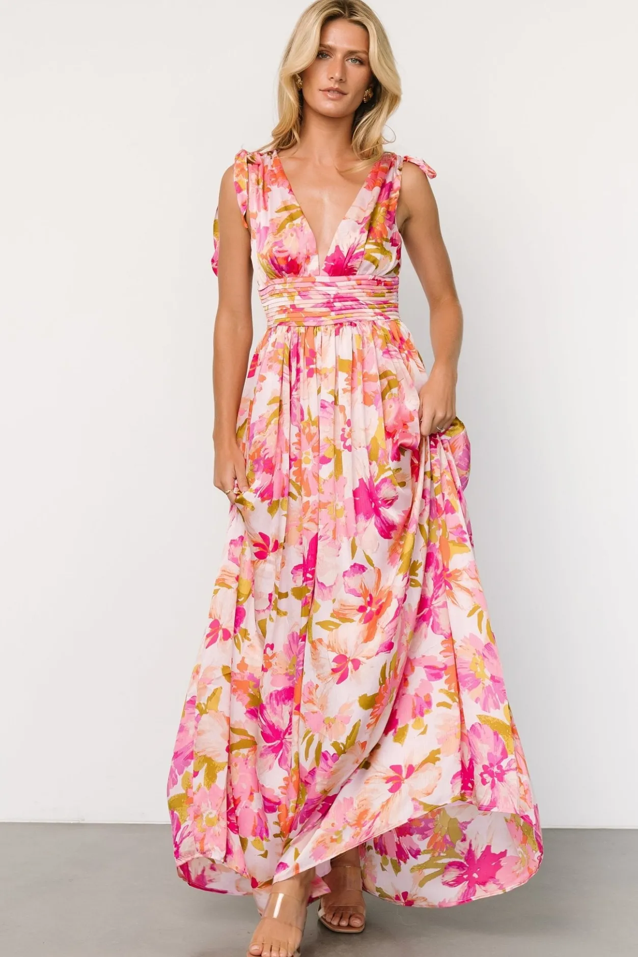 Online Baltic Born Zoe Tie Maxi Dress | Pink Multi PinkMulti