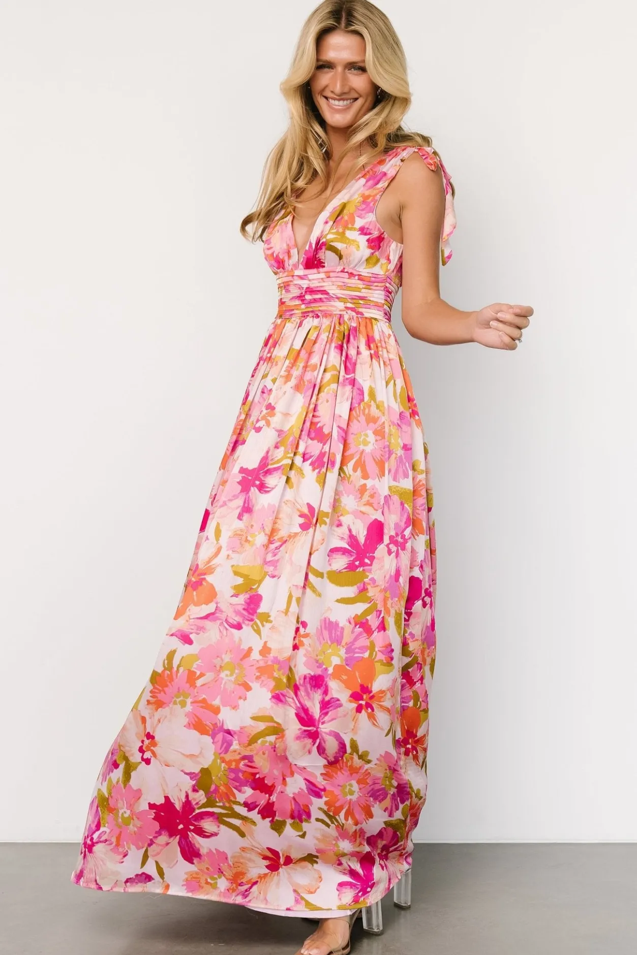 Online Baltic Born Zoe Tie Maxi Dress | Pink Multi PinkMulti
