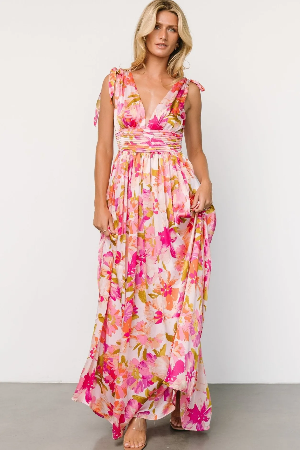 Online Baltic Born Zoe Tie Maxi Dress | Pink Multi PinkMulti