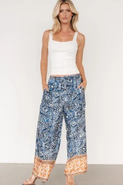 Sale Baltic Born Zora Boho Satin Pants | Blue Multi Print BlueMultiPrint