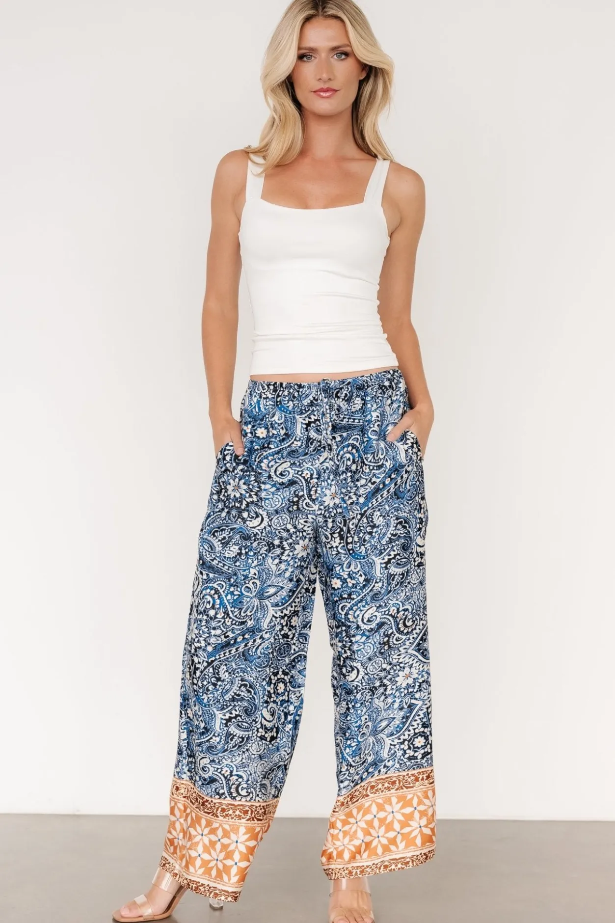 Sale Baltic Born Zora Boho Satin Pants | Blue Multi Print BlueMultiPrint