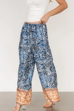 Sale Baltic Born Zora Boho Satin Pants | Blue Multi Print BlueMultiPrint
