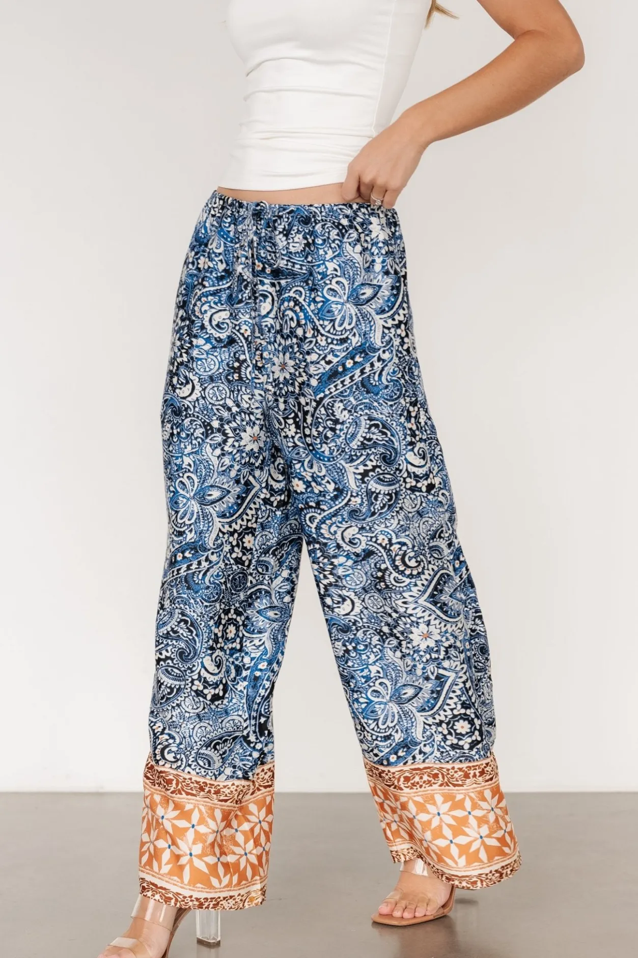 Sale Baltic Born Zora Boho Satin Pants | Blue Multi Print BlueMultiPrint