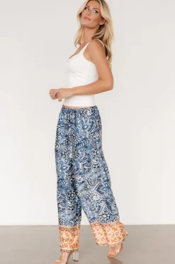 Sale Baltic Born Zora Boho Satin Pants | Blue Multi Print BlueMultiPrint