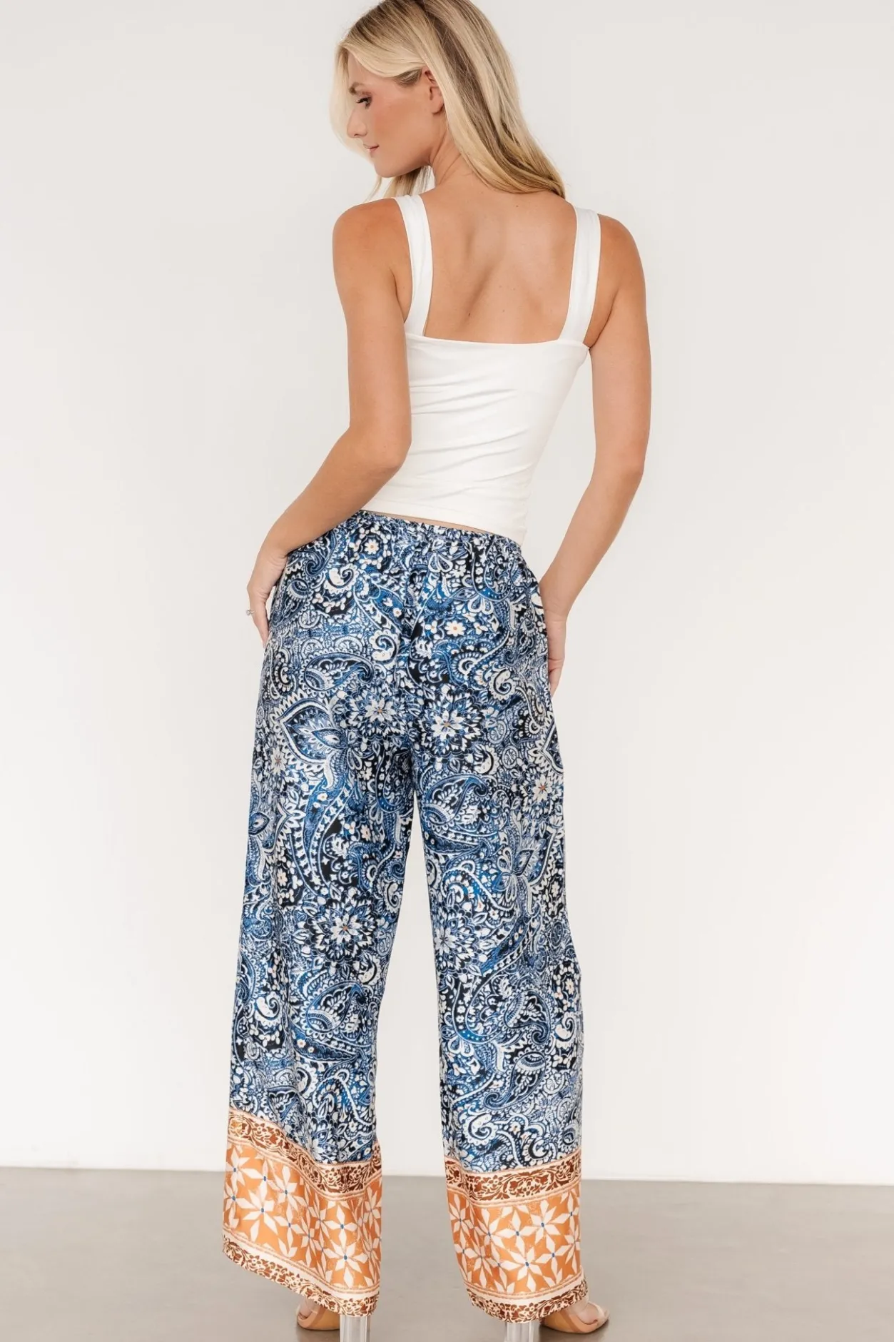 Sale Baltic Born Zora Boho Satin Pants | Blue Multi Print BlueMultiPrint