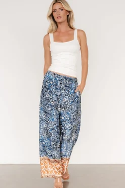 Sale Baltic Born Zora Boho Satin Pants | Blue Multi Print BlueMultiPrint
