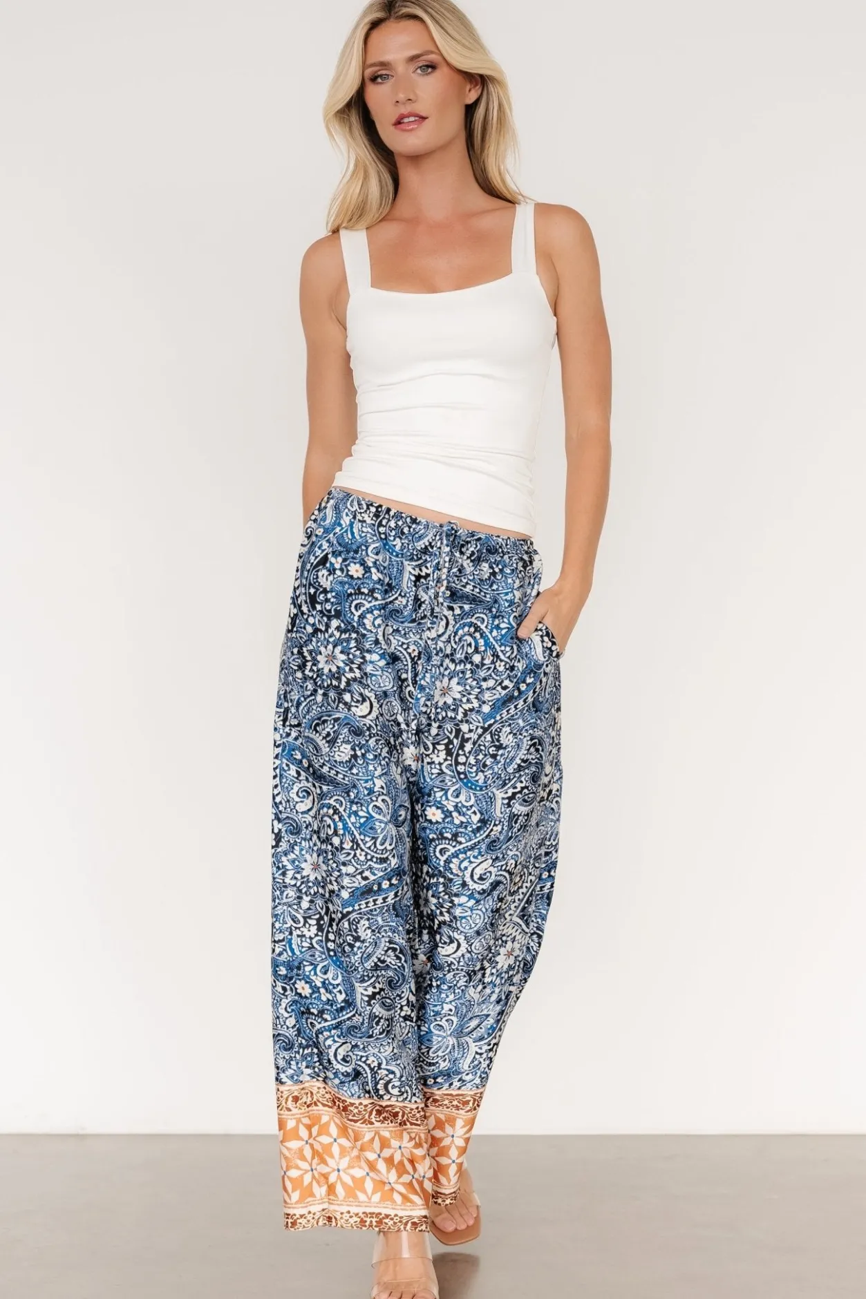 Sale Baltic Born Zora Boho Satin Pants | Blue Multi Print BlueMultiPrint