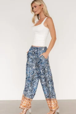 Sale Baltic Born Zora Boho Satin Pants | Blue Multi Print BlueMultiPrint
