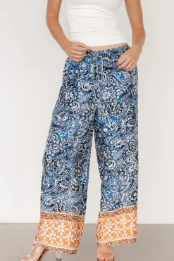 Sale Baltic Born Zora Boho Satin Pants | Blue Multi Print BlueMultiPrint