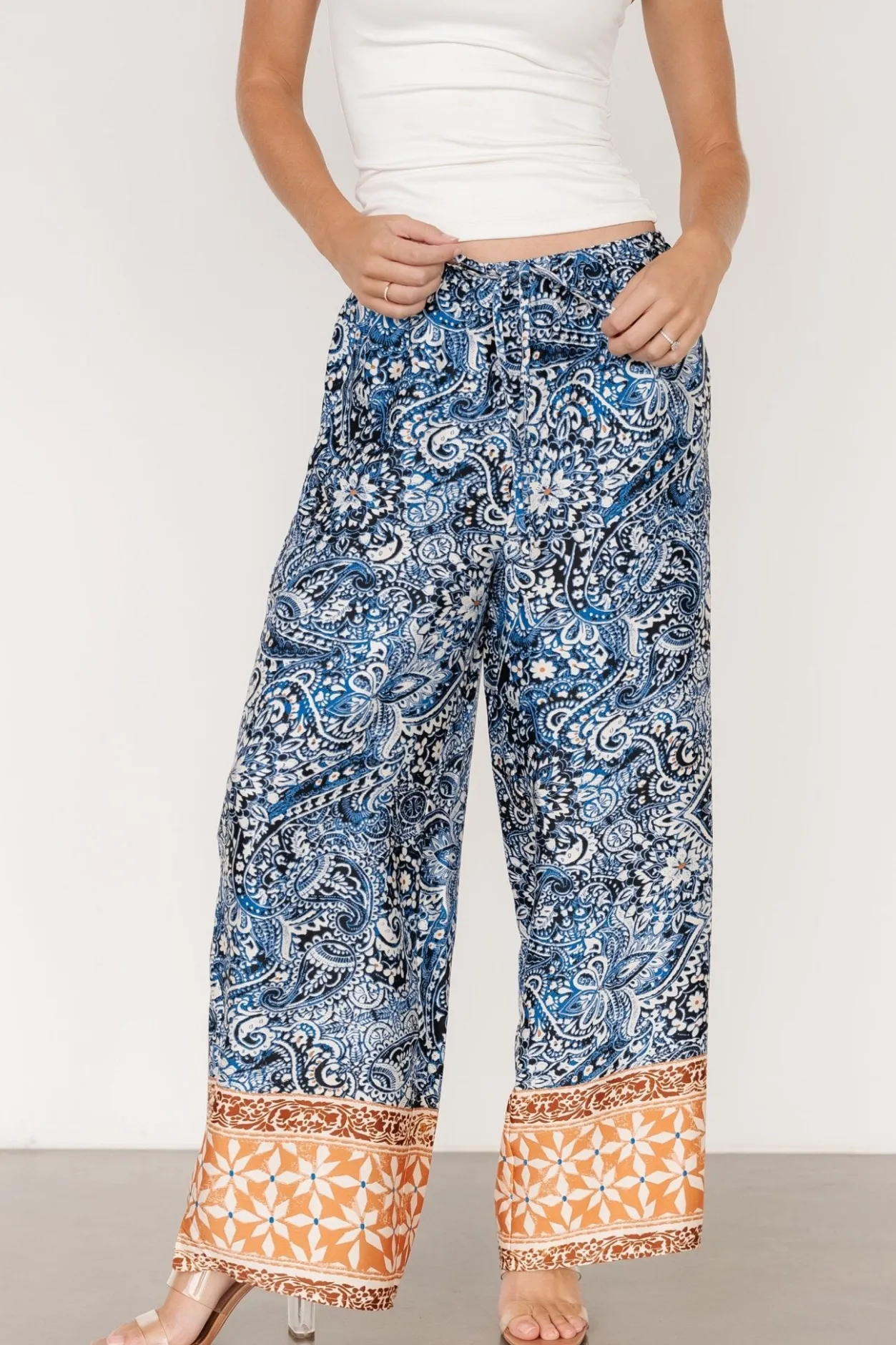 Sale Baltic Born Zora Boho Satin Pants | Blue Multi Print BlueMultiPrint