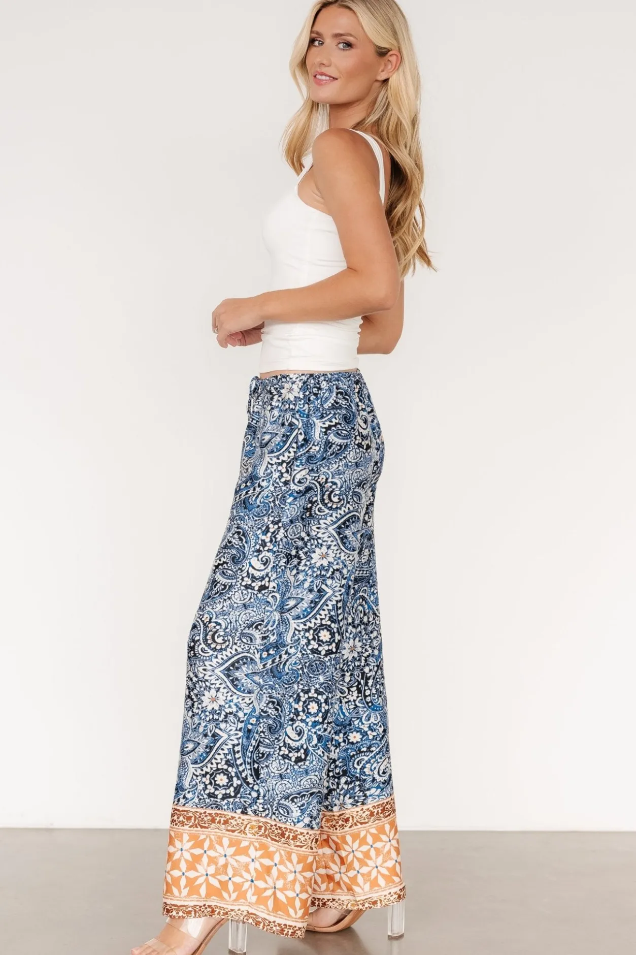 Sale Baltic Born Zora Boho Satin Pants | Blue Multi Print BlueMultiPrint
